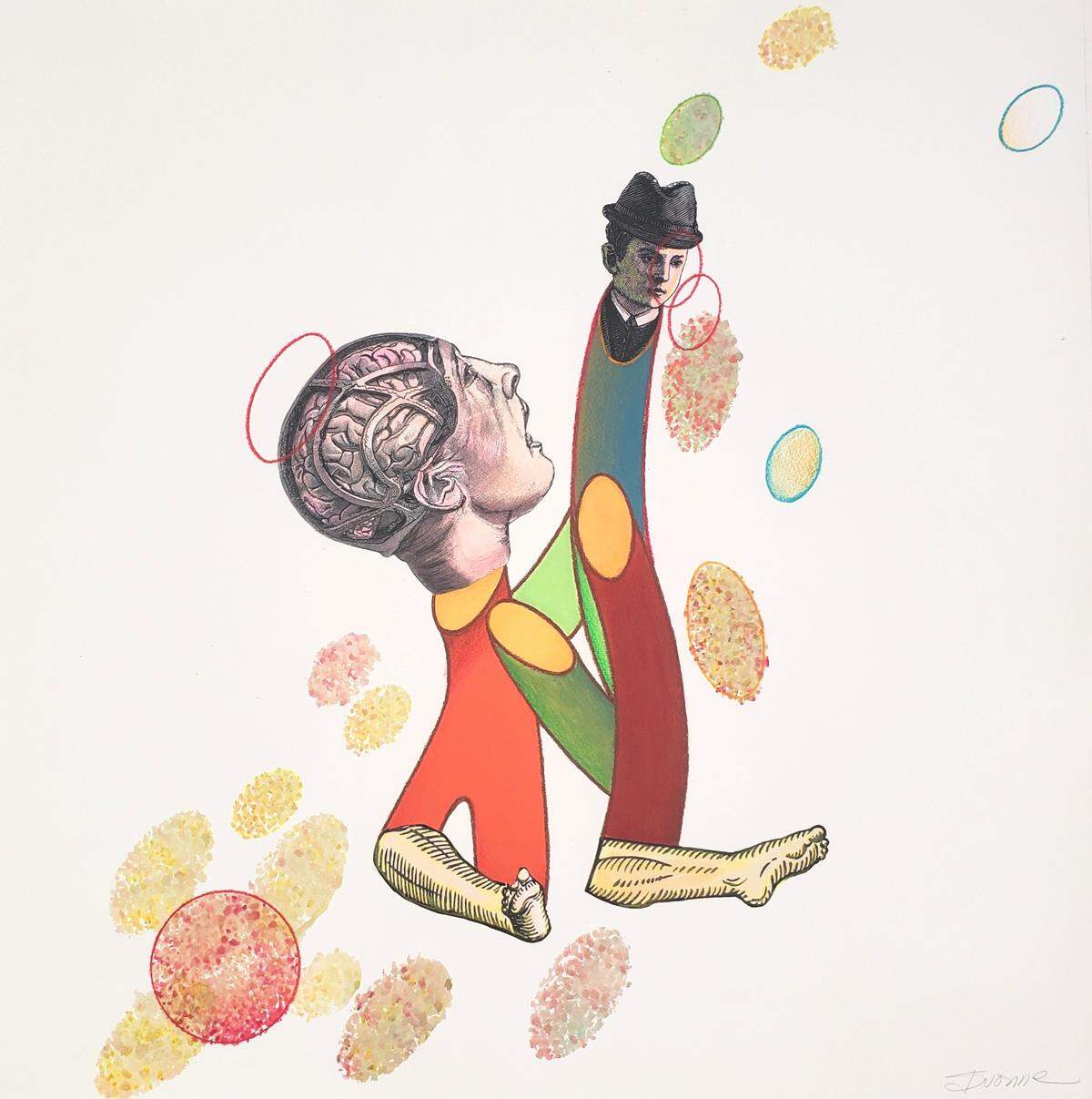 Serie ‘Anthropometry’, 2021 de Ivonne Ferrer, técnica mixta, cartulina, acuarela.