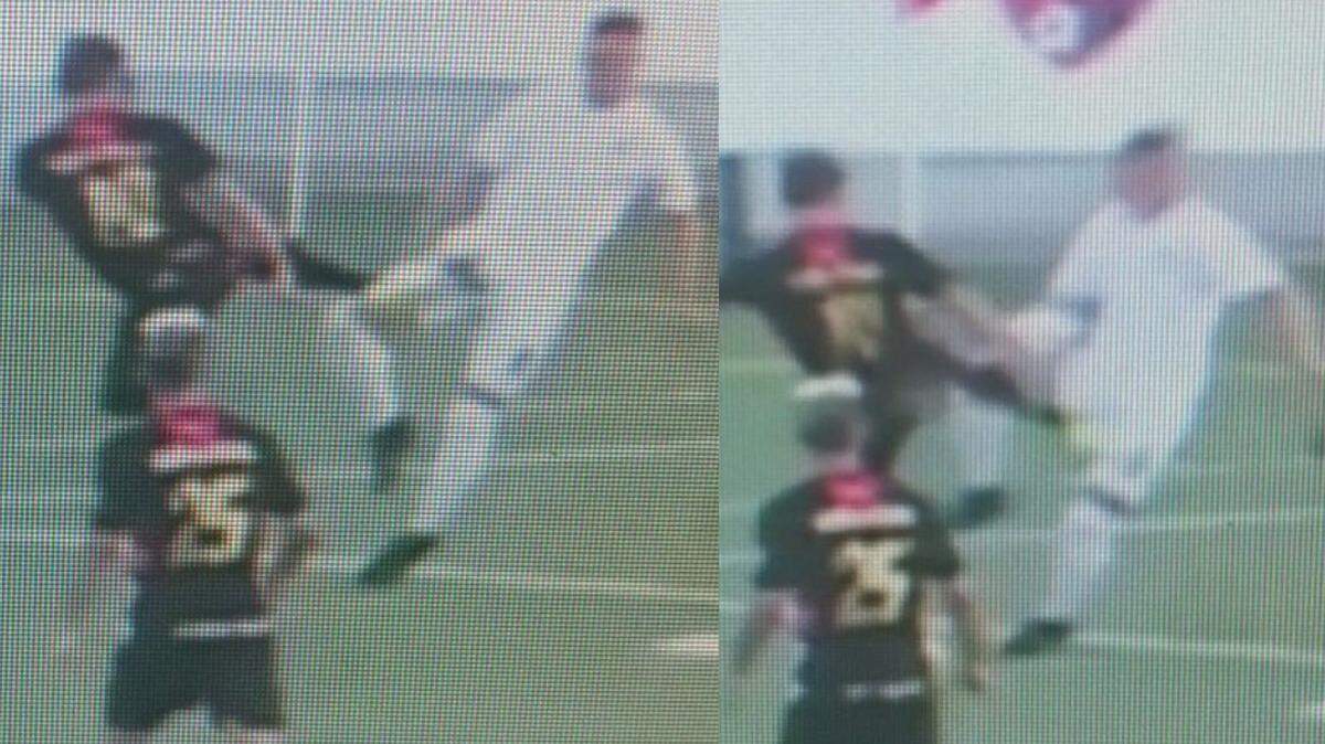En esta imagen tomada del video del partido entre el Miami United FC y el Armada FC de Jacksonville, se puede ver claramente que la falta cometida por un jugador del Miami United se produce fuera del área. El árbitro, sin embargo, sancionó penal, y con ello el Armada ganó 2-1, en la segunda ronda del Abierto de Estados Unidos, el pasado miércoles 17 de mayo del 2017 en el Ted Hendricks Stadium en Hialeah.