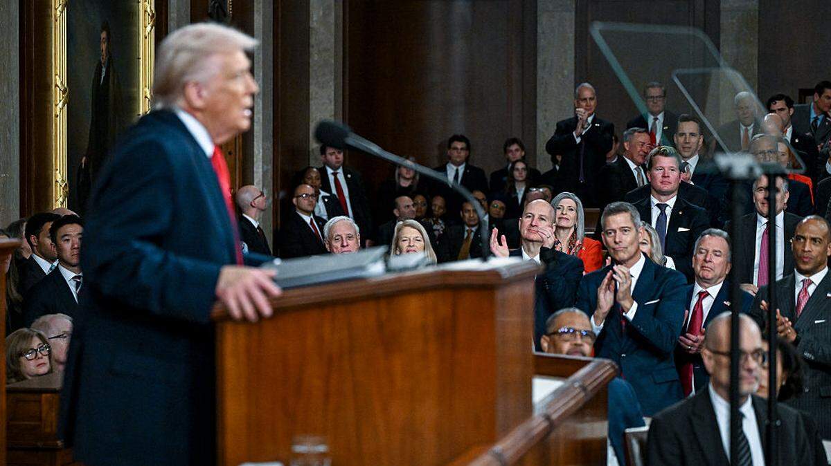 President Donald Trump delivers the State of the Union address during a joint session of Congress in the House of Representatives at the Capitol, Feb. 24, 2026 in Washington, D.C.