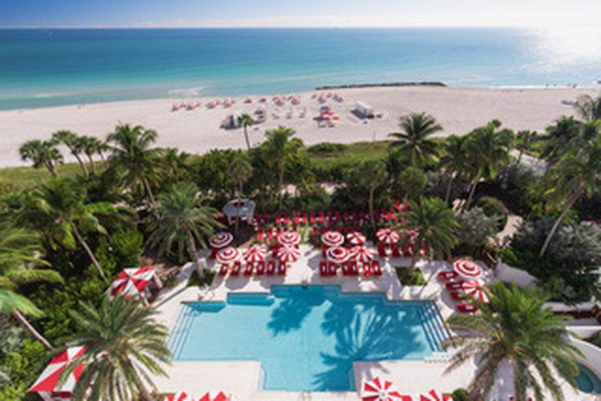 Pool and beach area at the Faena.