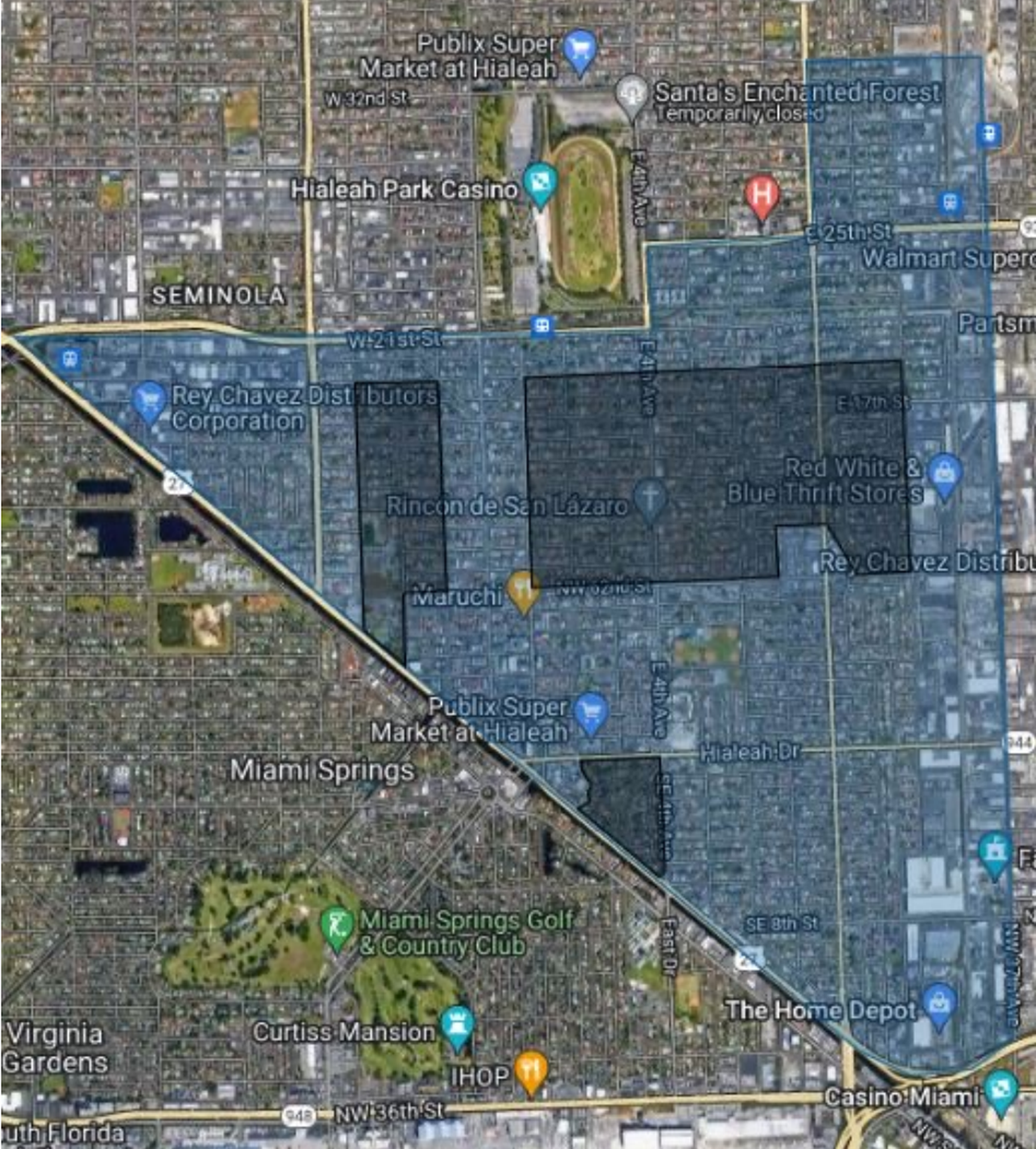 La cuarta opción o denominada “híbrida” tendría una extensión de 1,500 acres, en donde se eliminaría los vecindarios con viviendas unifamiliares, y el área sería delimitada por el norte con el Metrorail, al sur por la autopista SR 112, al oeste por Okeechobee Road y al este por límites de la ciudad que colinda con Brownsville, Gladeview, West Little River, todas áreas no incorporadas del condado.