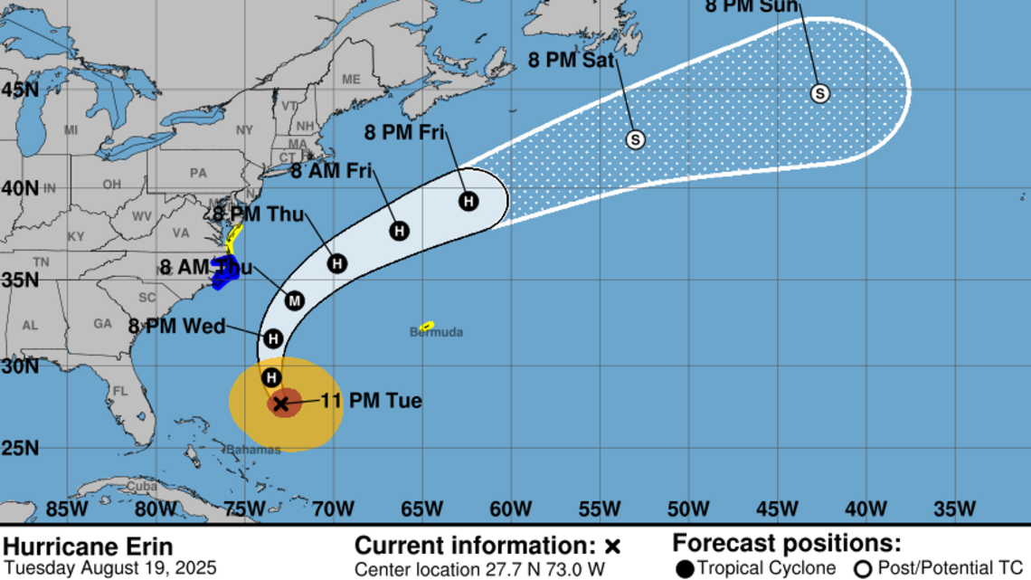 Erin amenaza a EEUU con enormes olas y marejadas ciclónicas. Vigilan dos sistemas más