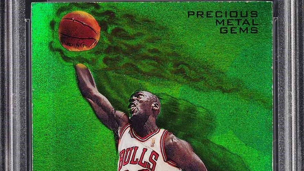 Reproducción fotográfica cedida por PWCC Marketplace donde se observa una carta de la colección “Precious Metal Gems”, de la temporada de 1997 donde aparece Michael Jordan.