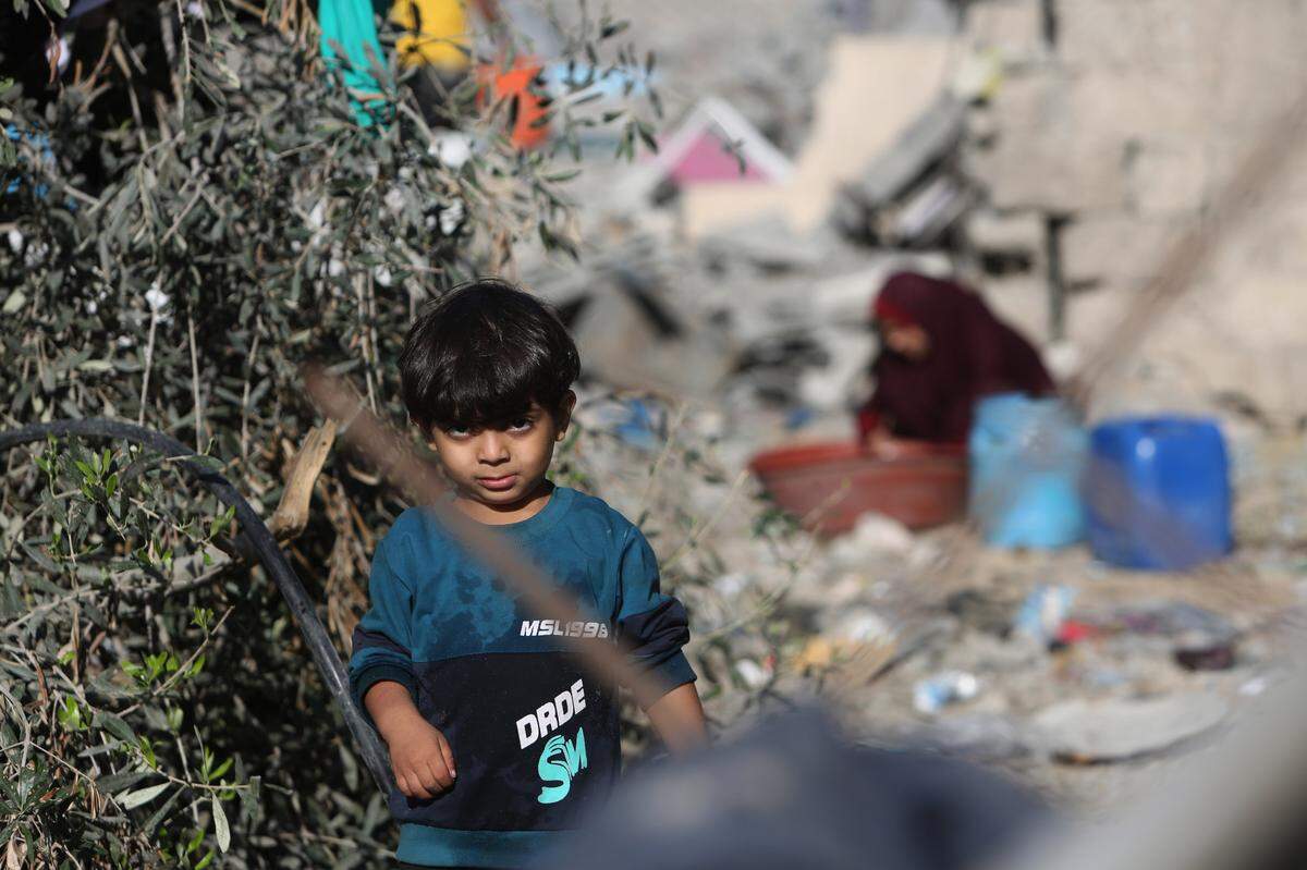 A Palestinian child in Rafah, Gaza.