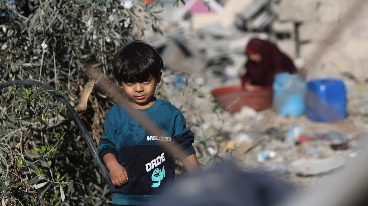 A Palestinian child in Rafah, Gaza.