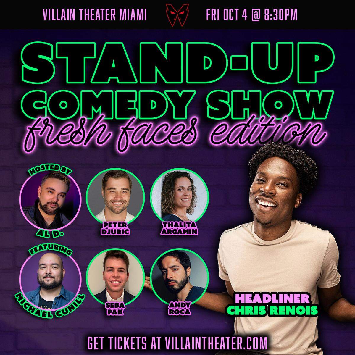 Espectáculo de Stand-Up Comedy,&nbsp; ‘Fresh Faces Edition’ en Villian Theater.