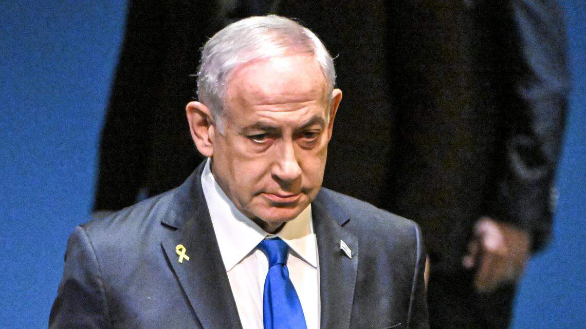 EL PRIMER ministro israelí, Benjamin Netanyahu, habla en la 79.ª sesión de la Asamblea General de las Naciones Unidas.