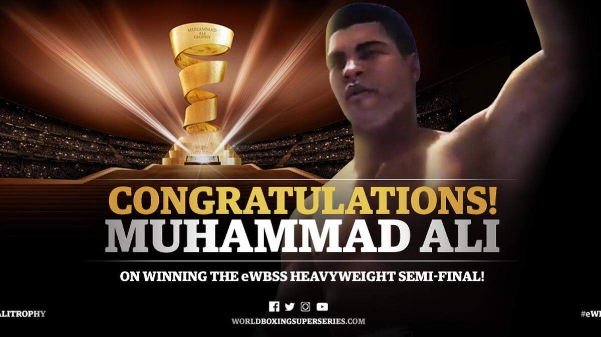 Ni en el terreno virtual pudo Sonny Liston derrotar a Muhammad Alí, que ahora pasa a la gran final del torneo que promueve la Súper Serie Mundial de Boxeo en sus redes sociales.