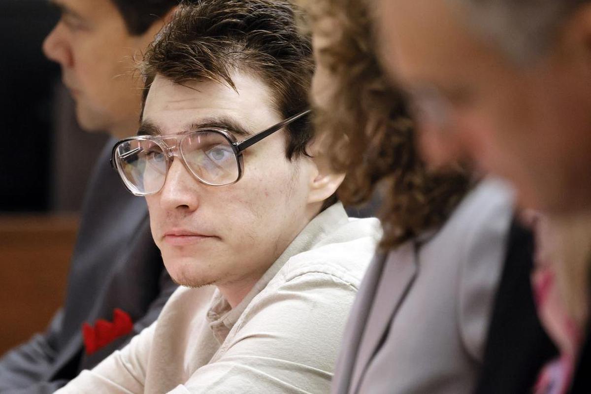 Marjory Stoneman Douglas High School shooter Nikolas Cruz is seated at the defense table during jury pre-selection in the penalty phase of his trial at the Broward County Courthouse in Fort Lauderdale, Fla. on Monday, April 11, 2022. (Amy Beth Bennett/South Florida Sun Sentinel via AP, Pool)