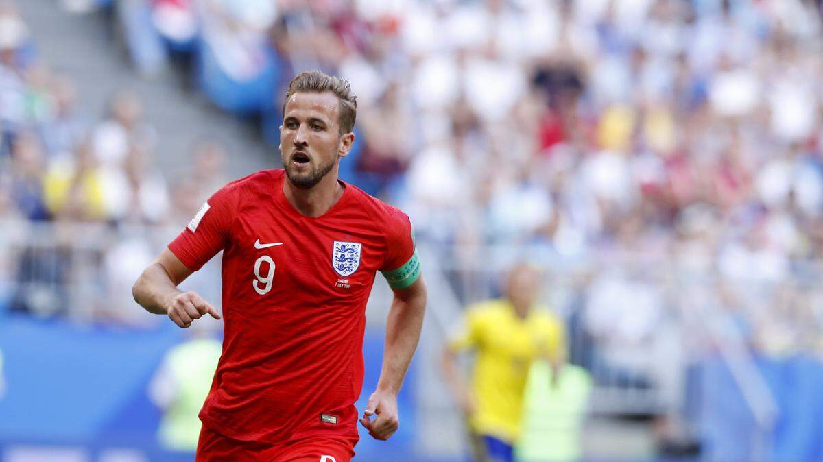 Harry Kane corre en un partido de Inglaterra ante Suecia, el 7 de julio de 2018 en Samara, Rusia.