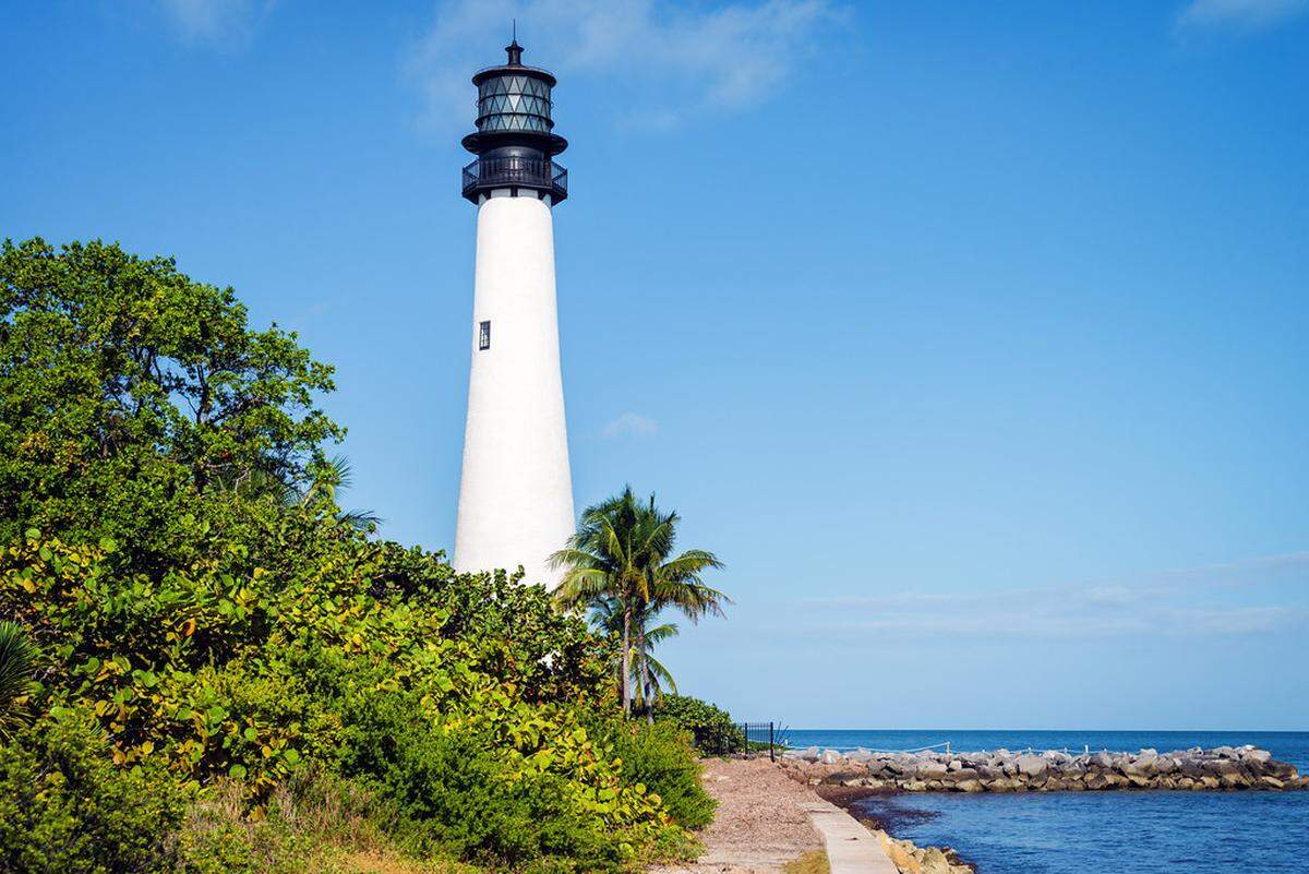 Cape Florida lighthouse Key Biscayne in Miami-Dade County, Florida.