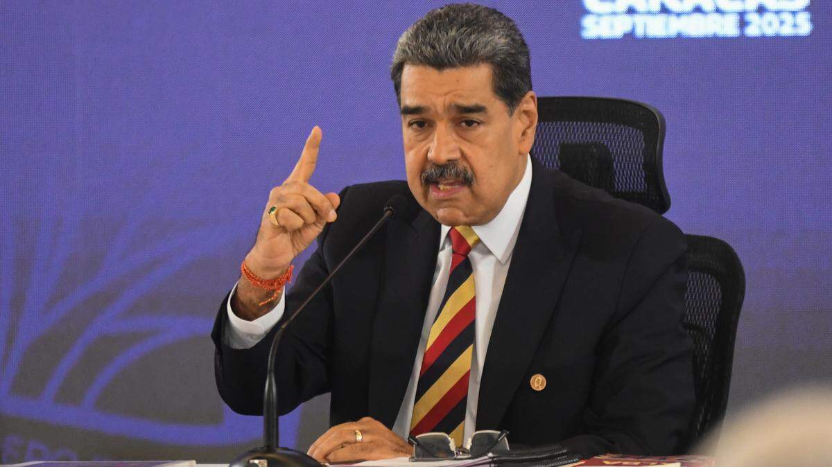 El presidente de Venezuela, Nicolás Maduro, ofrece una conferencia de prensa en Caracas, Venezuela, el 1 de septiembre de 2025.