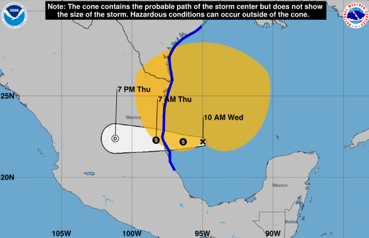 Proyección cónica de la tormenta tropical Alberto.