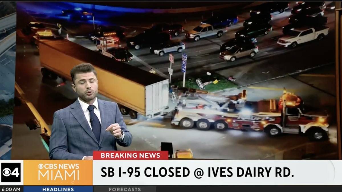 Un choque que involucró a 18 vehículos en la I-95, ocurrido la noche del jueves cerca de Ives Dairy Road en Miami-Dade, fue causado por un camión tipo tráiler, según la Patrulla de Caminos de Florida. Varias personas fueron trasladadas al Hospital de Aventura. Reporta CBS Miami.