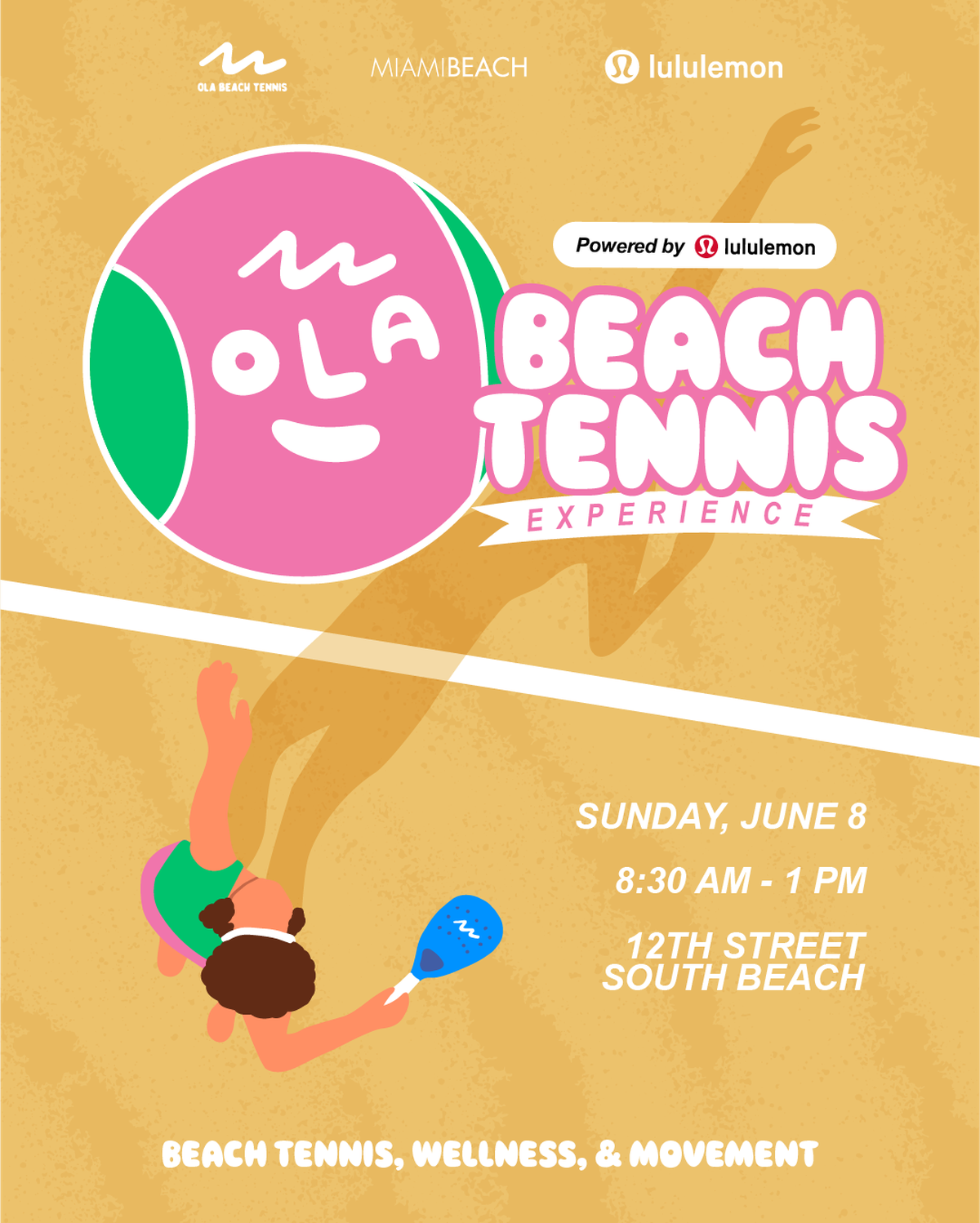 Descuento para residentes: Experiencia de tenis de playa OLA en Lummus Park, Miami Beach.