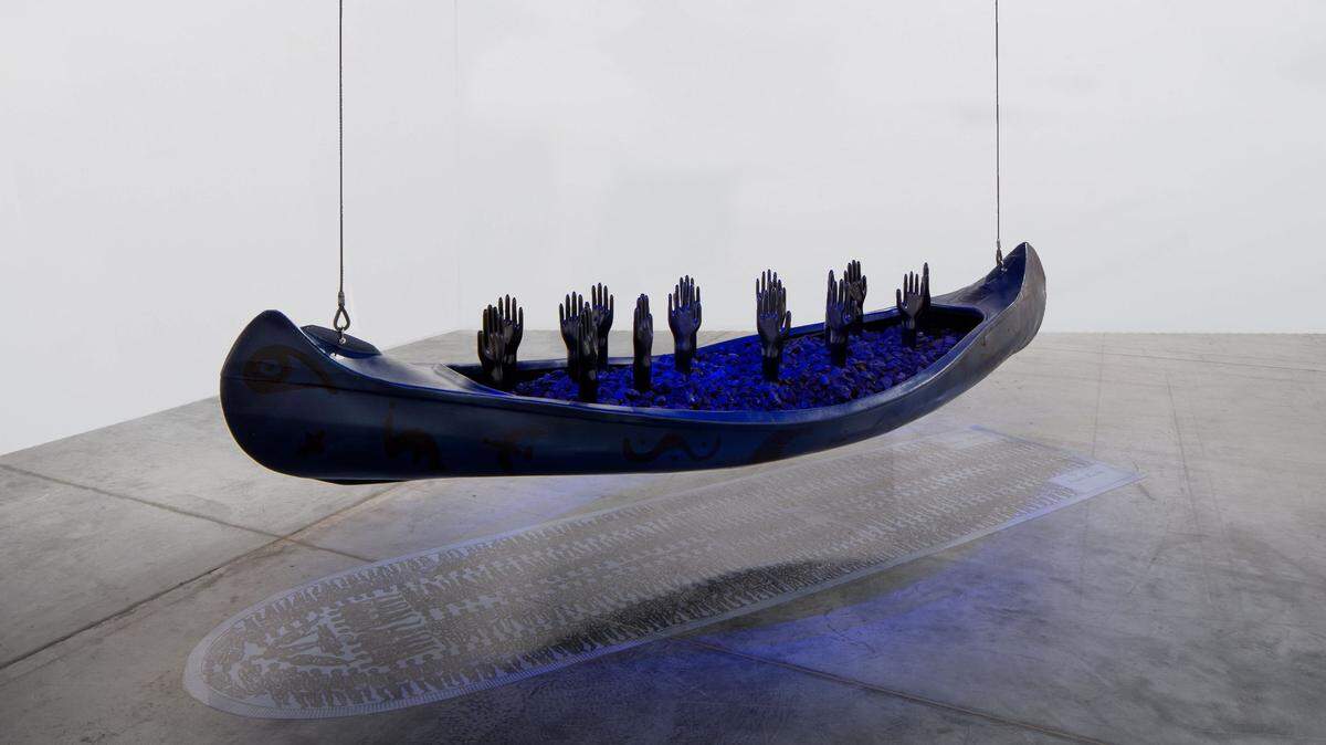 ‘Gliding into Midnight,’ 2019, is among the assemblages by Betye Saar on view at the Institute of Contemporary Art - Miami in the Design District.