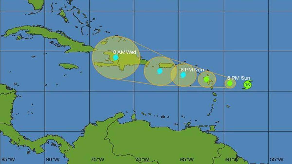 La proyección del Centro Nacional de Huracanes sobre el posible rumbo de la Tormenta Danny