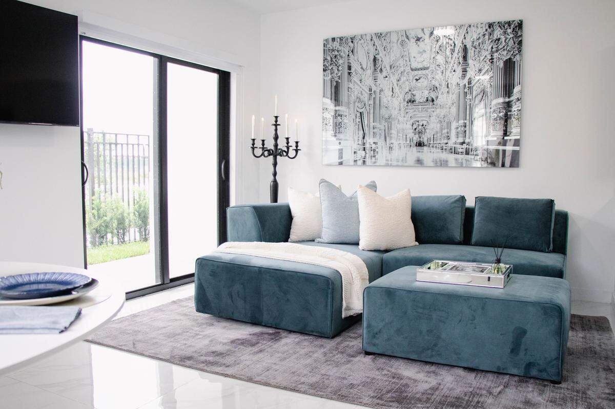 The rent for two-bedroom apartments in Flamingo Village ranges from $2,600 to $2,900 per month.