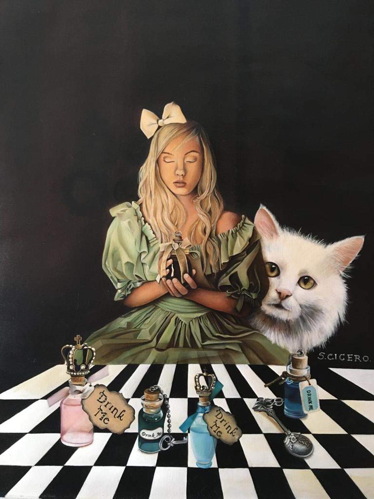 “La elección de Alicia” de la artista Susana Cícero evoca el momento que vivía cuando lo pintó. La obra se exhibirá en La Mano Hispana en Milander Center, en Hialeah, a partir del 30 de septiembre.