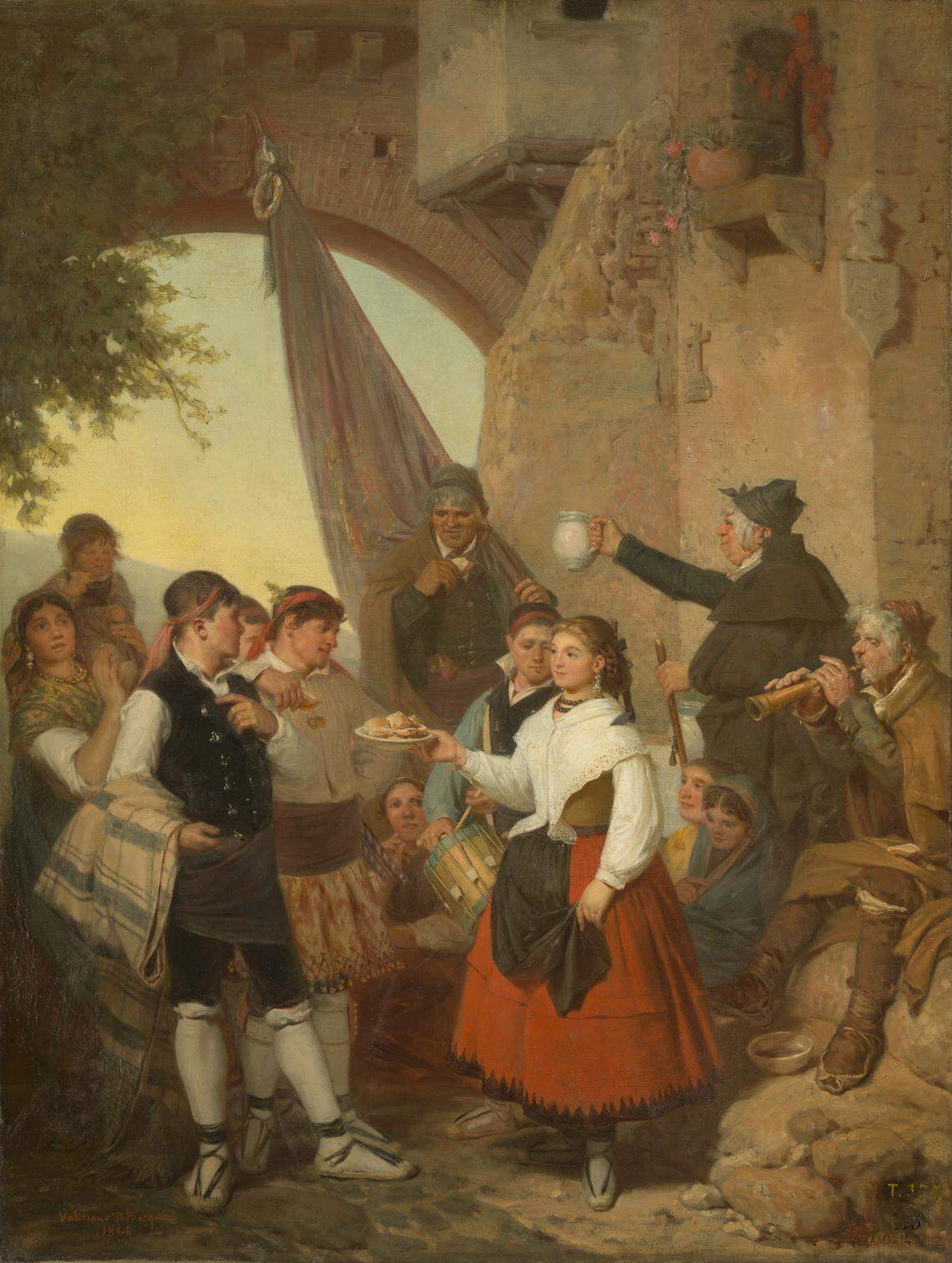 ‘El presente. Fiesta mayor de Moncayo’ (Aragón), la víspera del santo patrono Valeriano Domínguez Bécquer 1866. Óleo sobre lienzo Madrid, Museo Nacional del Prado. 