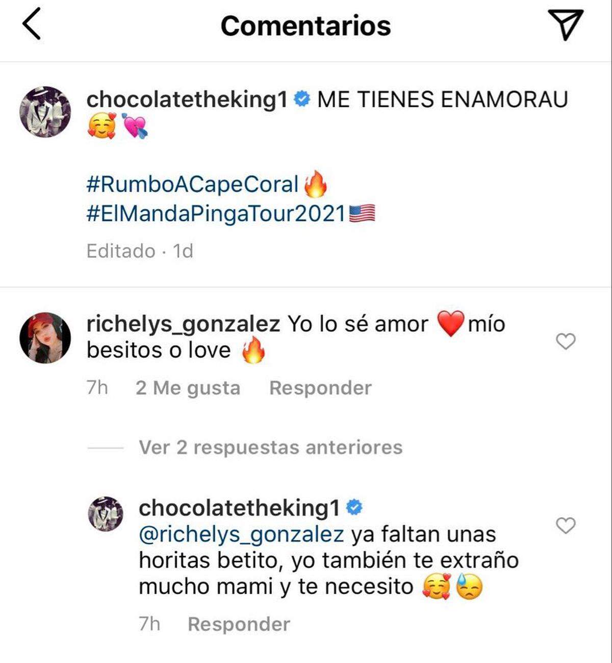 Chocolate CM y Richelys González intercambian frases amorosas.