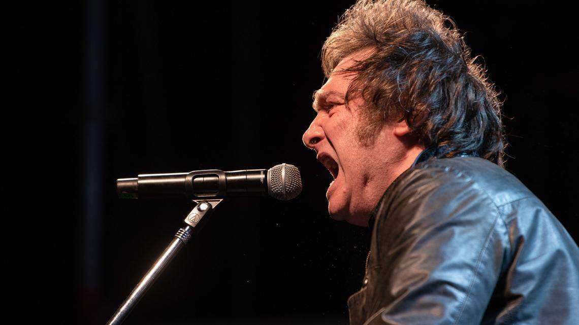 File photo from November 6, 2021, of Javier Milei, when he was a candidate for deputy for the city of Buenos Aires, during a political rally in the Argentine capital.