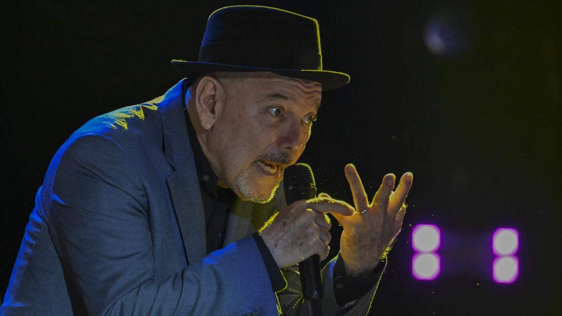 Panamanian salsa singer Ruben Blades performs during the "Peace with Nature" concert in the framework of the COP16 summit in Cali, Colombia late on October 26, 2024. (Photo by JOAQUIN SARMIENTO / AFP) (Photo by JOAQUIN SARMIENTO/AFP via Getty Images)