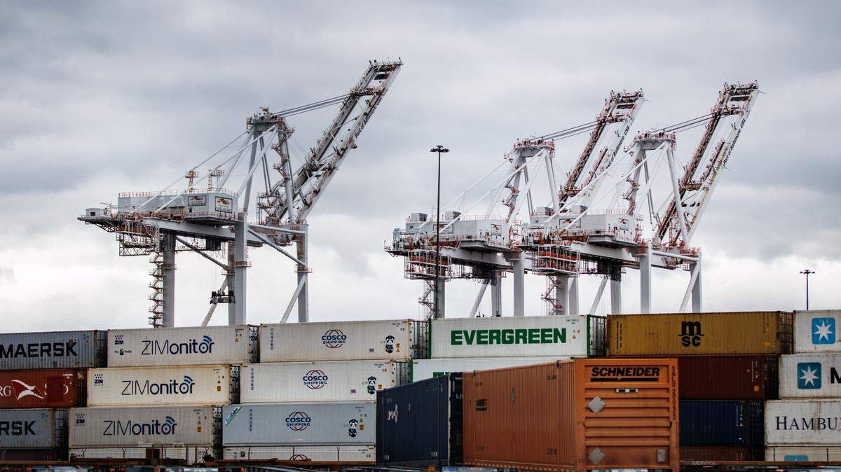 Vista del puerto de Baltimore, Maryland, el sábado 12 de abril de 2025. China y Estados Unidos, las dos mayores economías mundiales, han estado enfrascadas en una guerra arancelaria ‘ojo por ojo’ desde que el presidente Trump impuso los aranceles recíprocos.