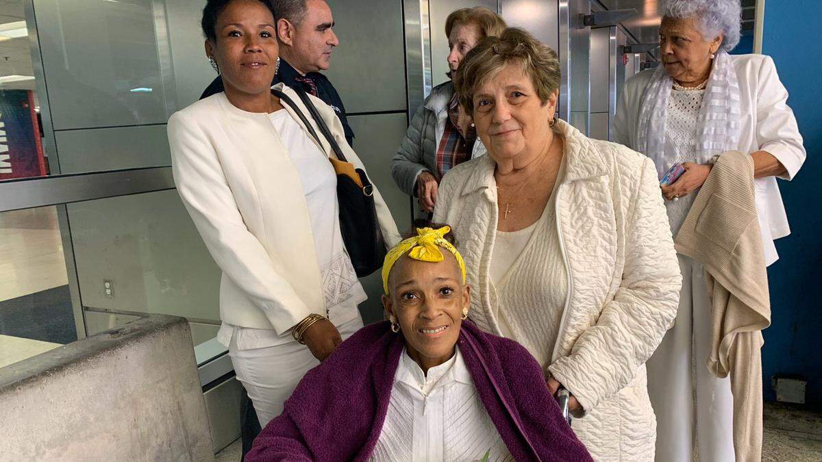 Xiomara Cruz Miranda, a member of the Cuban dissident group, The Ladies in White, arrives in Miami Tuesday, Jan. 21, 2020, to be treated at Jackson Memorial Hospital. She arrived on a humanitarian visa due to her medical condition.