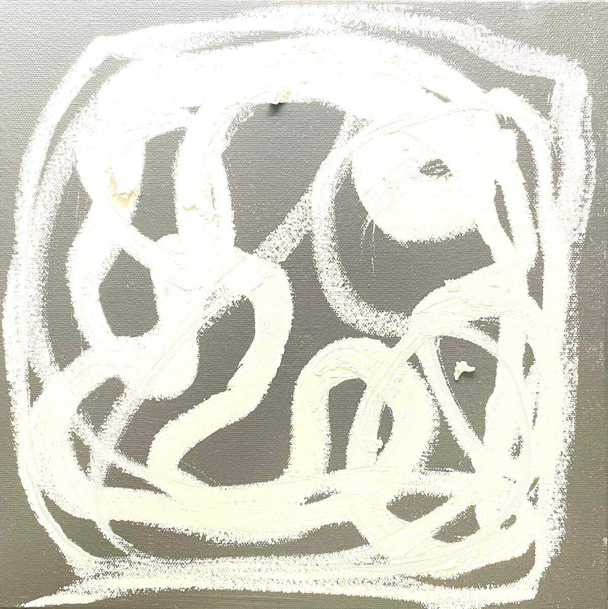 “Garabatos”, 2025, pastel óleo sobre cartón, 8 x 10 pulgadas. 