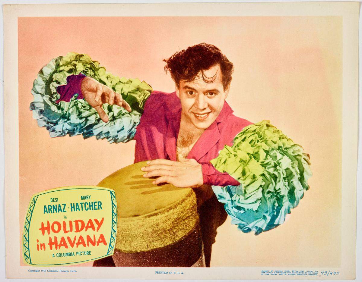 Tarjeta de presentación “Vacaciones en La Habana”, 1949, publicada por Columbia Pictures. Del programa “Turn the Beat Around” en el Wolfsonian-FIU.