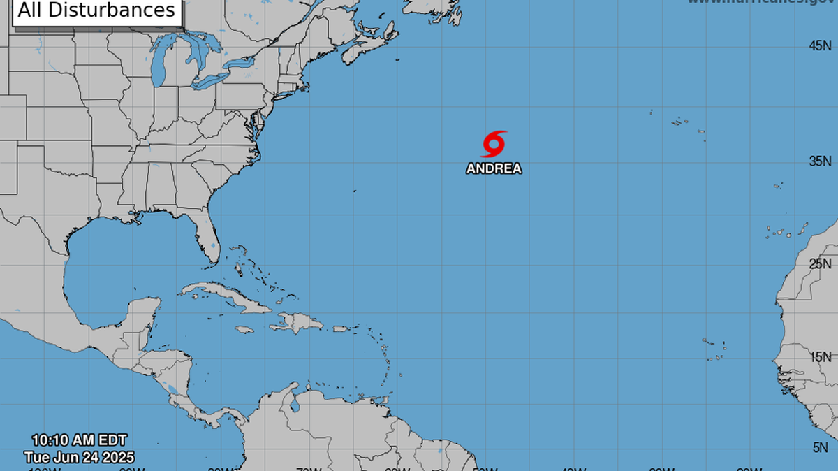 Andrea es la primera tormenta tropical de la temporada de huracanes en el Atlántico de 2025.