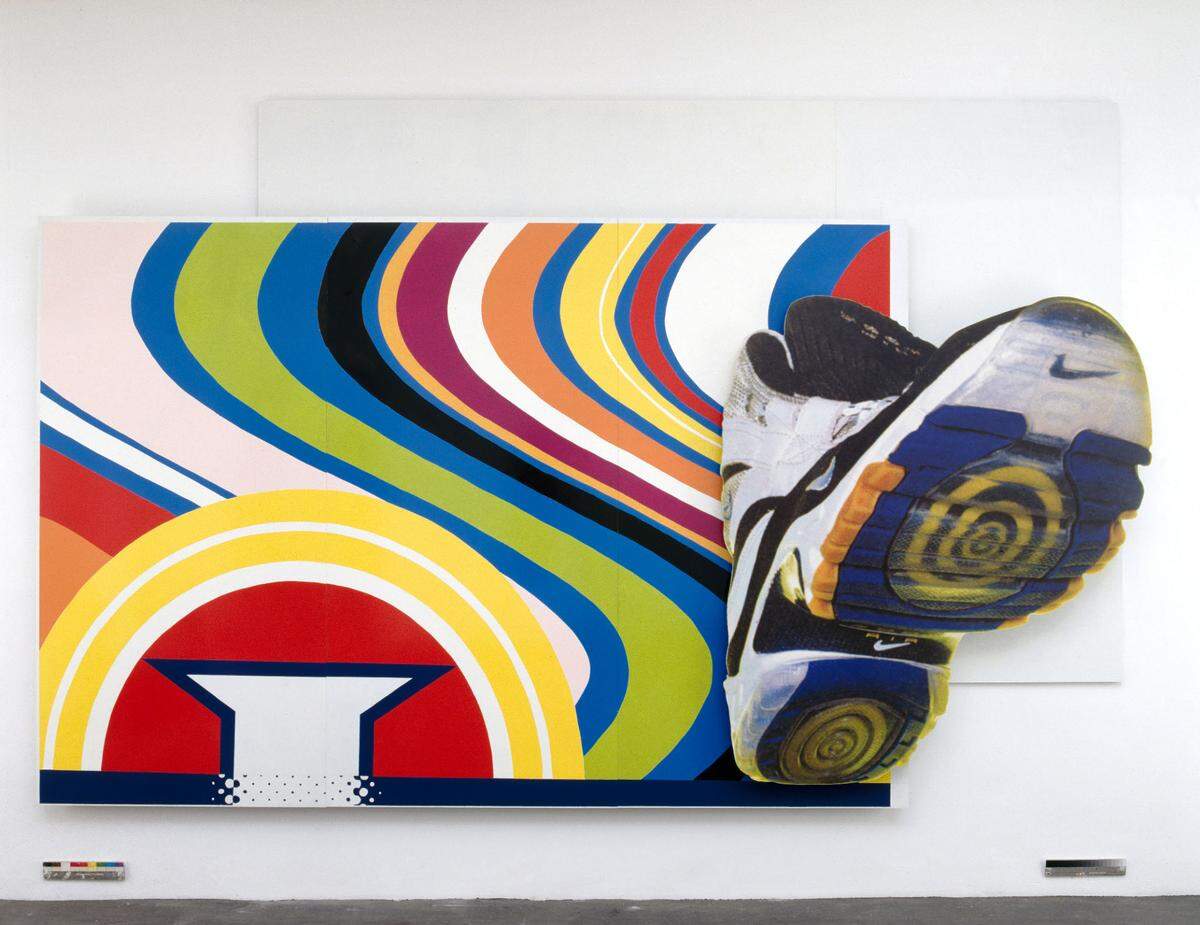 “Yet sometimes what is read successfully, stops us with its meaning no. I”, 1998, de Michel Majerus, en el ICA-Miami.