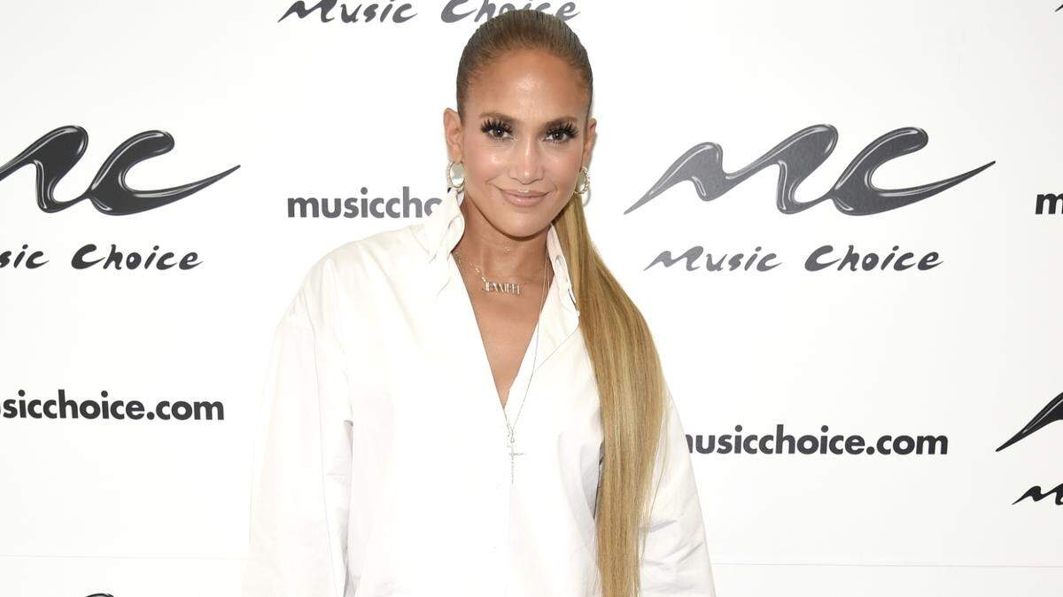 NEW YORK, NY - JULY 31: (EXCLUSIVE COVERAGE) Jennifer Lopez visits Music Choice on July 31, 2018 in New York City. (Photo by Kevin Mazur/Getty Images)