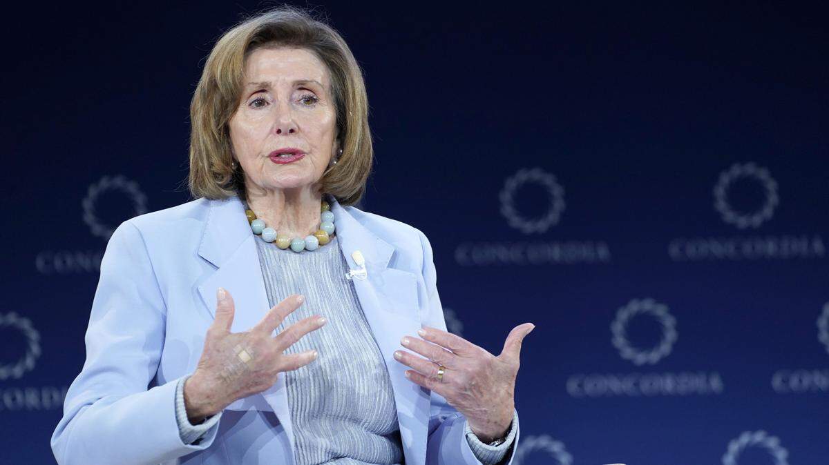 NEW YORK, NEW YORK - SEPTEMBER 23: The Hon. Nancy Pelosi, Speaker Emerita, U.S. House of Representatives, speaks onstage during the 2025 Concordia Annual Summit at Sheraton New York Times Square on September 23, 2025 in New York City. (Photo by Riccardo Savi/Getty Images for Concordia Annual Summit)