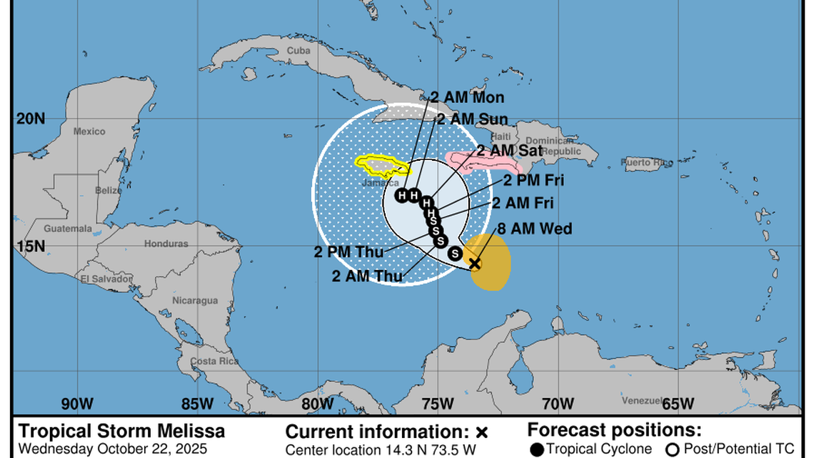 La tormenta tropical Melissa, de lento movimiento, podría azotar las islas del Caribe esta semana