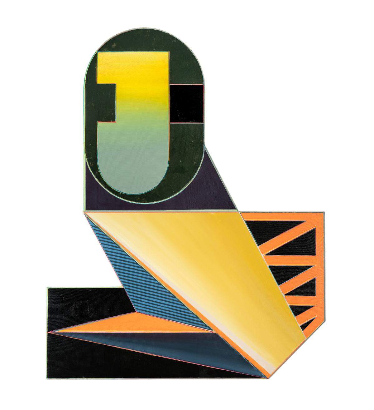“Brick structure No 8”, 2025, acrílico sobre lienzo sobre madera, 58.5 x 46.25 pulgadas.