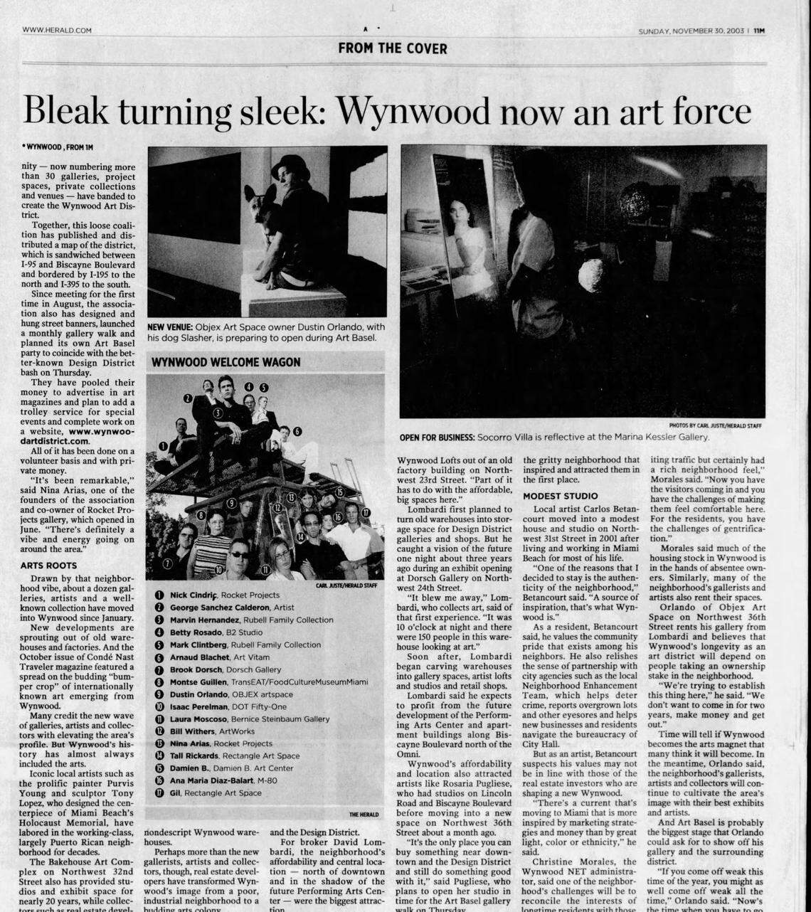 Wynwood en sus inicios en el mundo del Arte - Miami Herald 2003