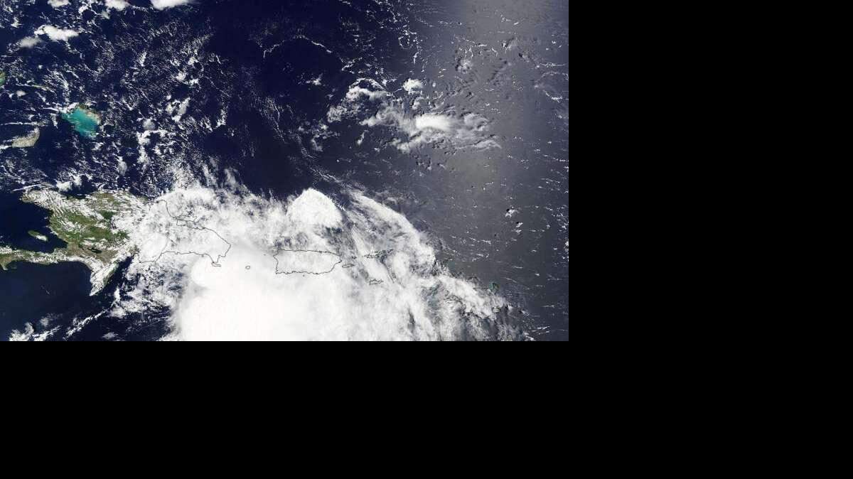 En la Imagen se puede ver la tormenta Erika a su paso por el Caribe.