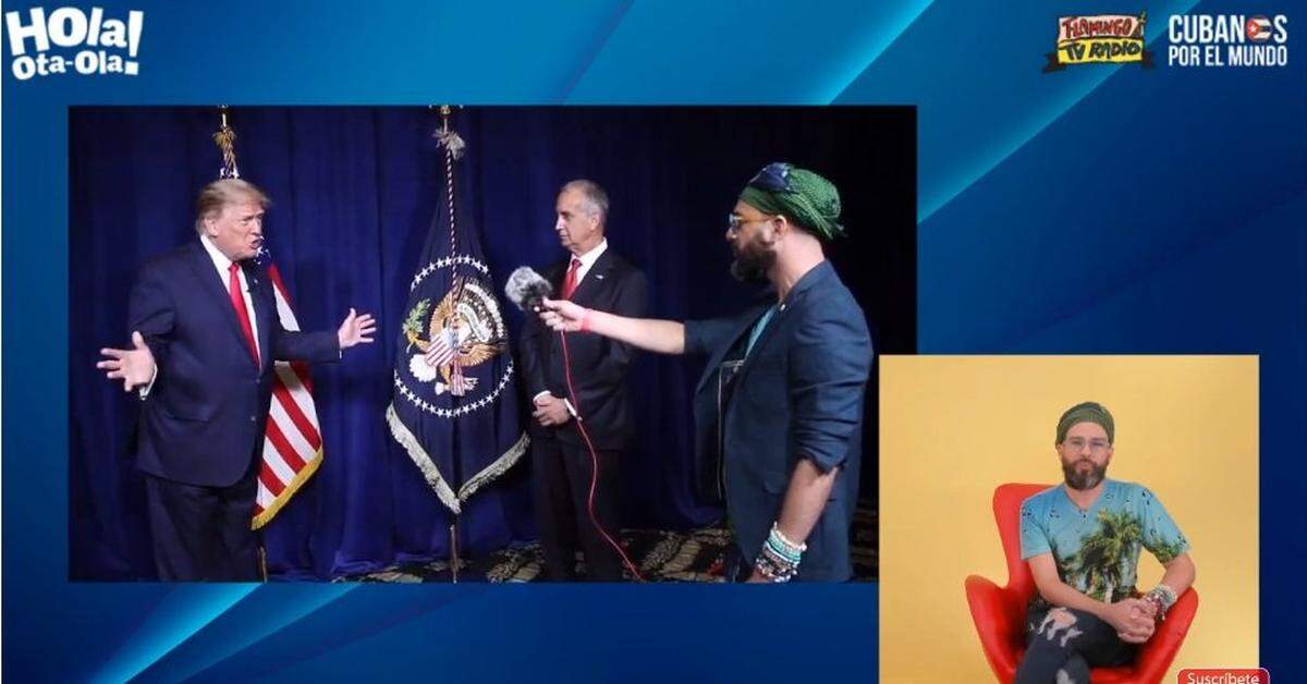 The social media influencer Alex Otaola interviews President Donald Trump.