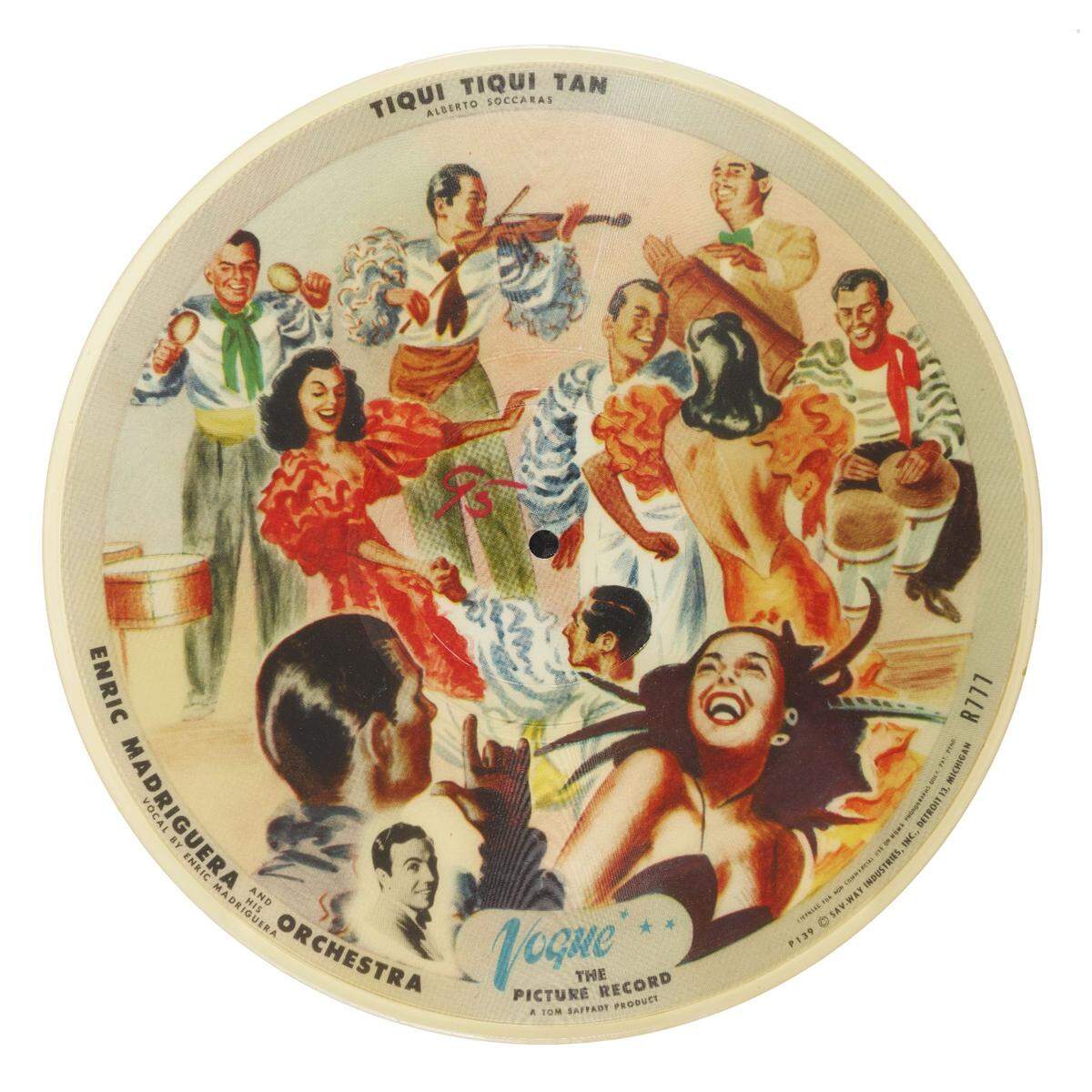 Disco con imagen impresa, ‘Tiqui Tiqui Tan’, c. 1947, Industrias Sav-Way, Detroit, fabricante The Wolfsonian - FlU, Miami Beach.