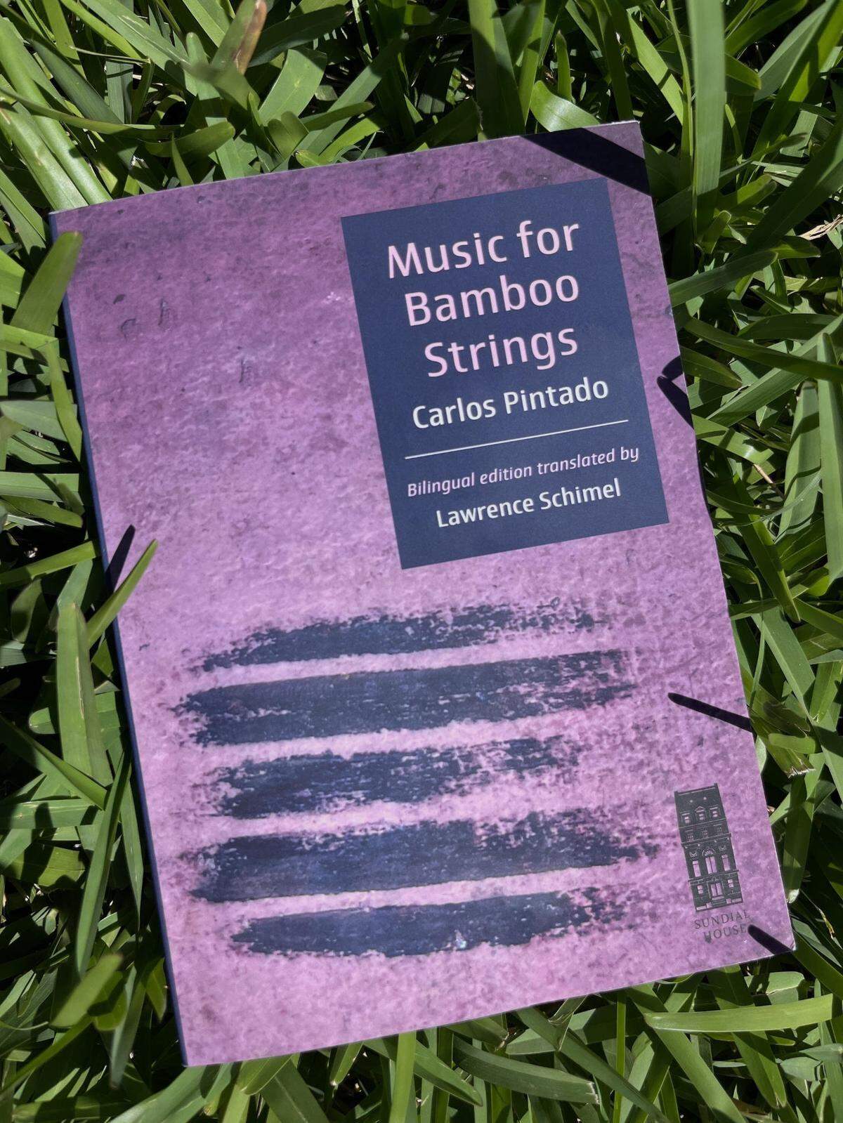Portada del libro de Carlos Pintado “Music for Bamboo String / Música para cuerdas de bambú” (Sundial House, 2024), edición bilingüe traducida por Lawrence Schimel.