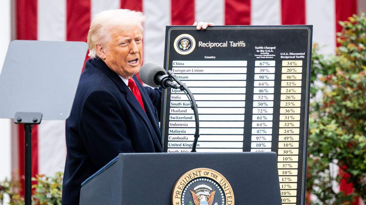 President Donald Trump announces tariffs to the world on Wednesday, April 2, 2025, in the White House.