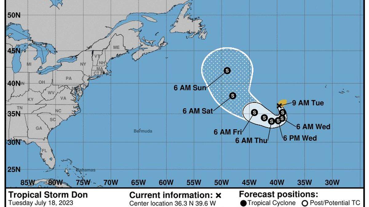 La tormenta tropical Don, que se formó el lunes en la noche, podría intensificarse.