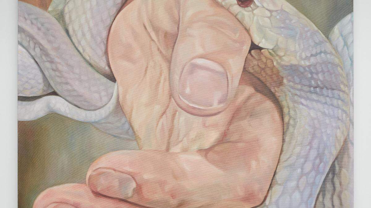 ‘Snake Bite’, 2024, óleo sobre lino, 46 x 40 pulgadas.