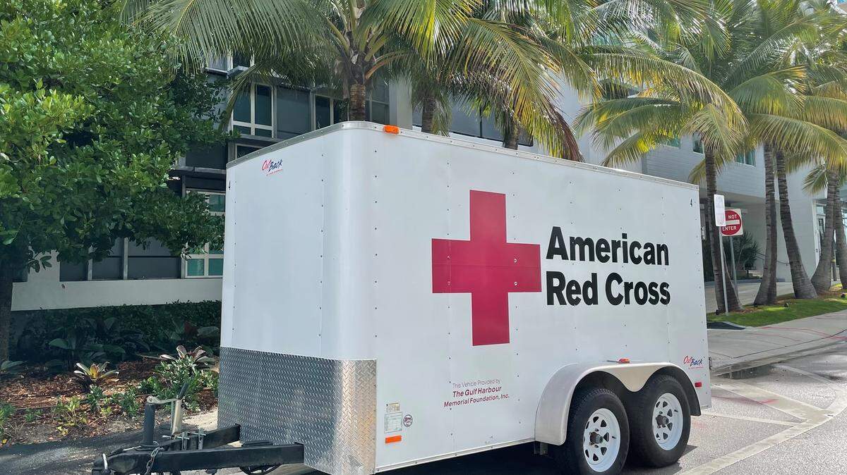 An American Red Cross of South Florida van responding to the Surfside condominium collapse in 2021.