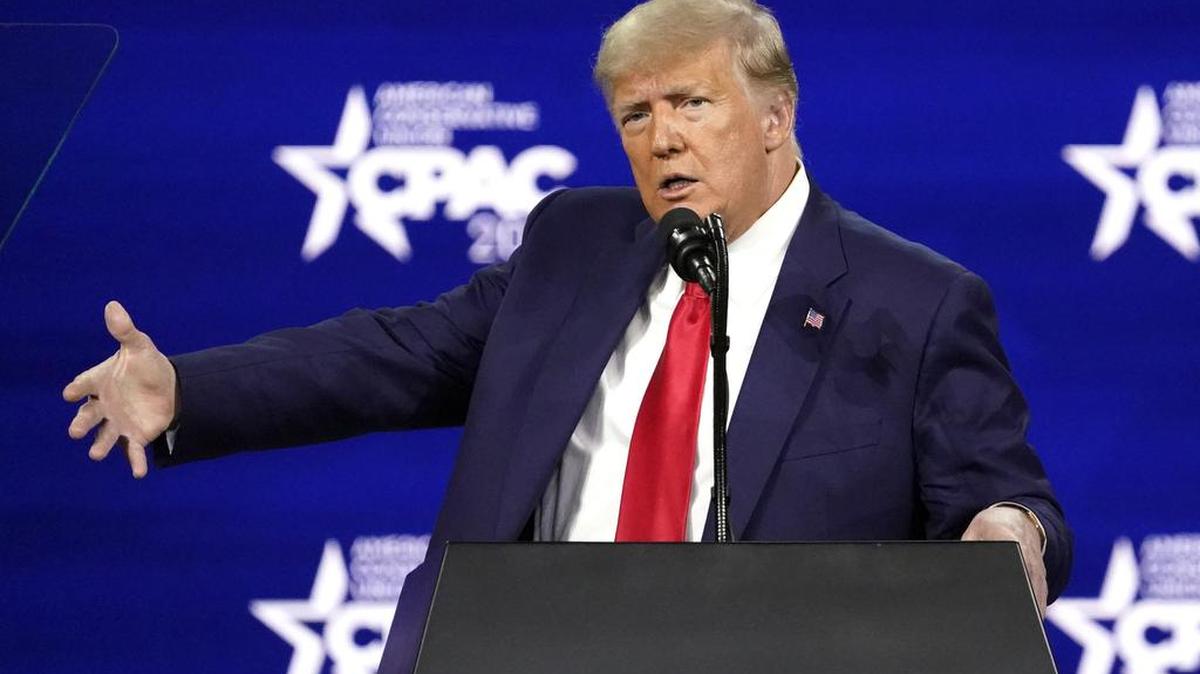 El expresidente Donald Trump durante un acto de la Conferencia de AcciÃ³n PolÃ­tica Conservadora, el domingo 28 de febrero de 2021, en Orlando, Florida. (AP Foto/John Raoux)