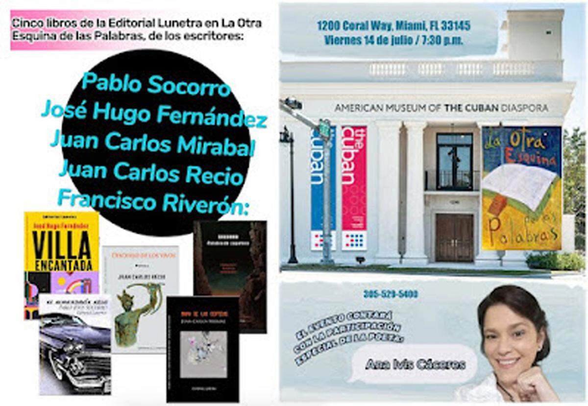 La Otra esquina de las palabras invita a la a Editorial Lunetra en el Museo Americano de la Diáspora Cubana.