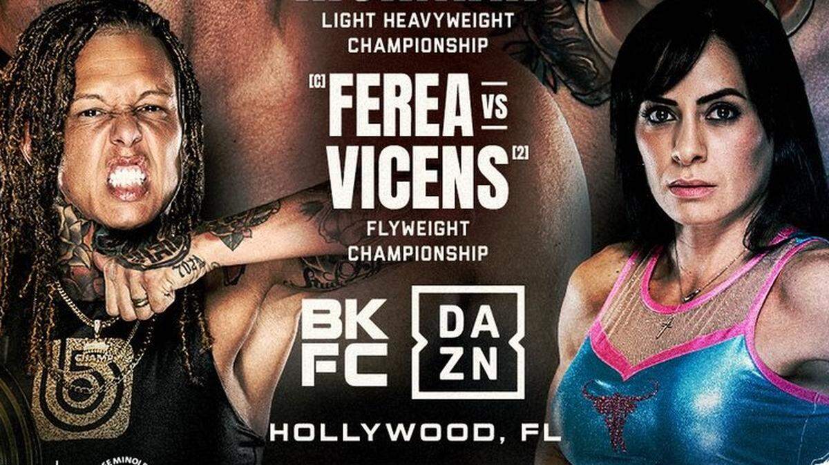 Christine Vicens (der.) intentará vencer a la favorita Christine “Misfit’’ Ferea, (9-1) en el evento de BKFC que tendrá lugar este sábado en el Hard Rock Live del Hotel y Casino Hard Rock de Hollywood, Fort Lauderdale.