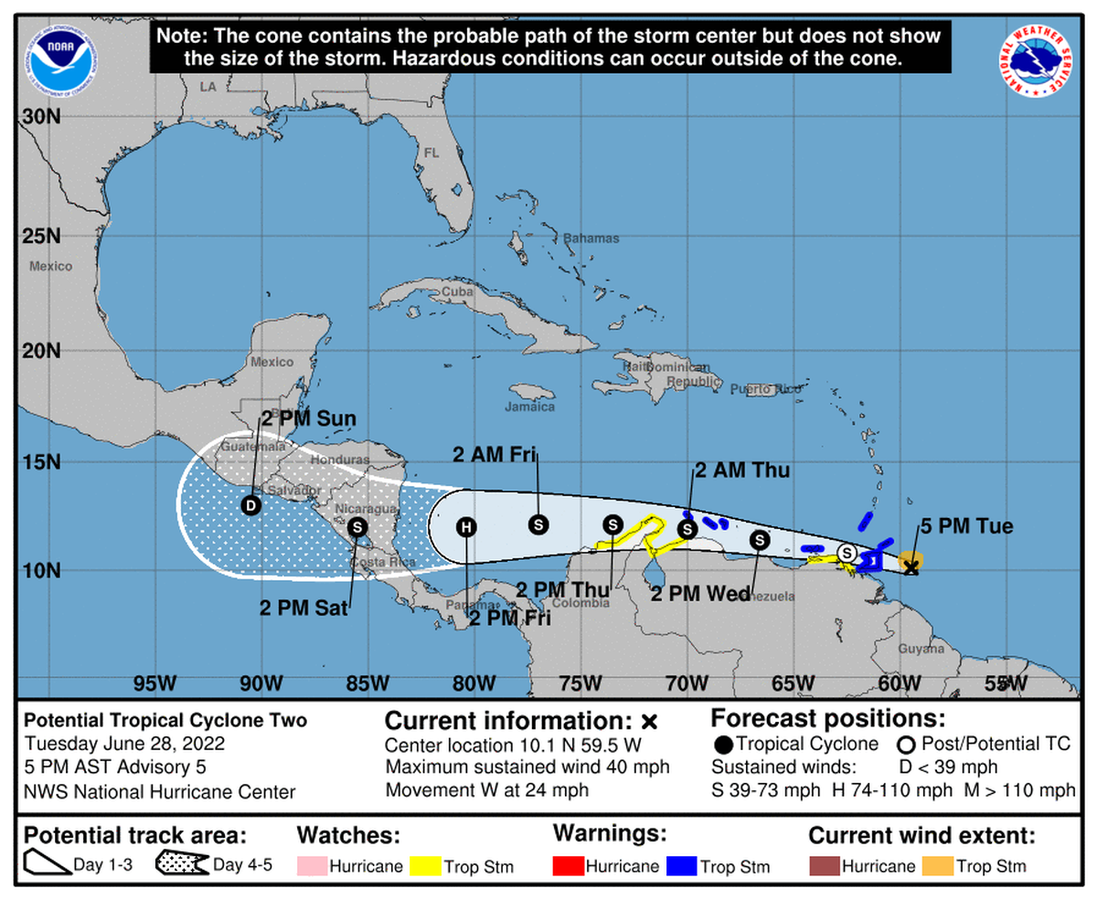 Venezuela y Colombia están bajo alerta por un sistema tropical que podría transformarse en la tormenta Bonnie y afectar las costas de ambos países.